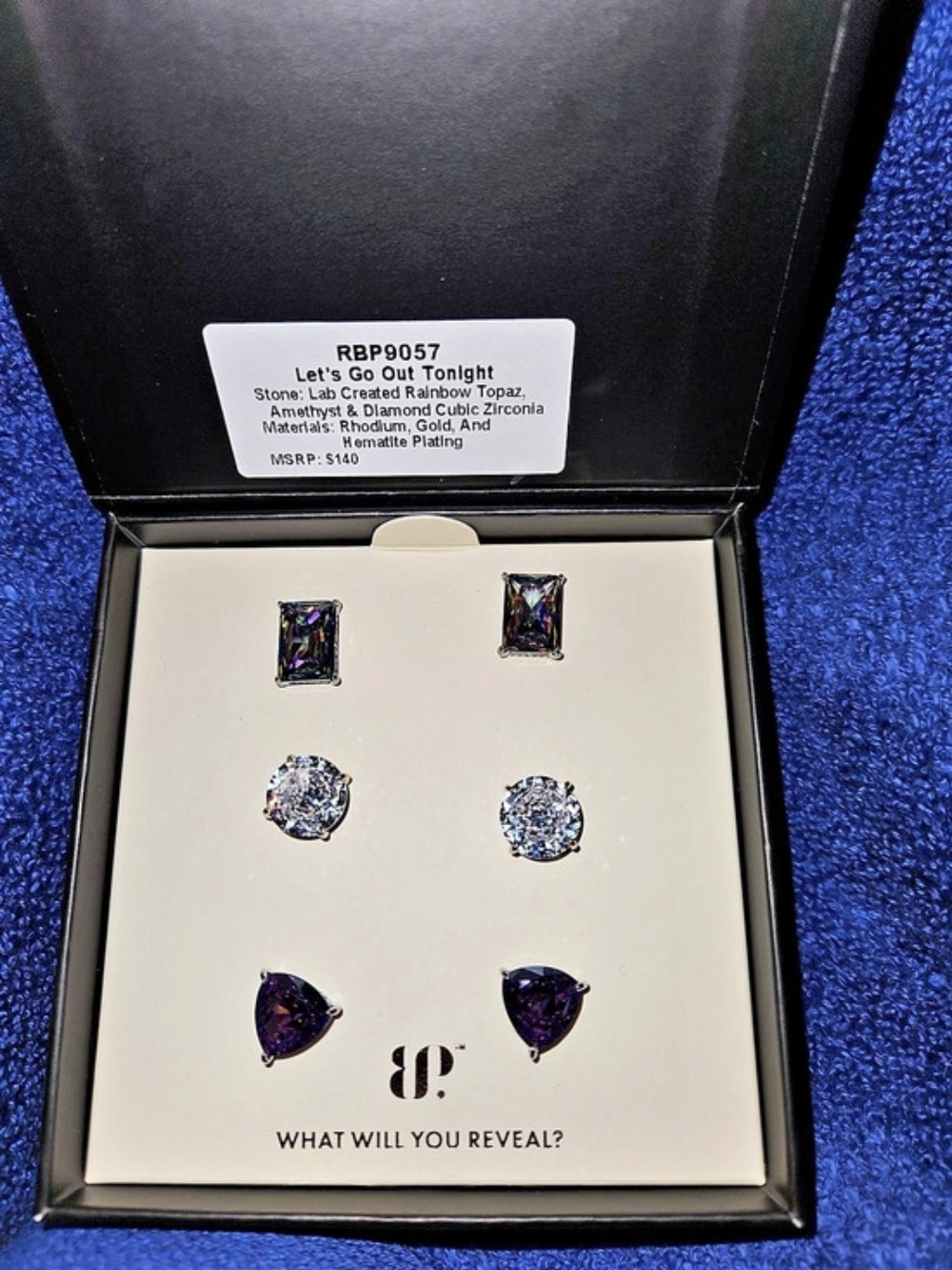 Simply Studs Let's Go Out Tonight Earrings Purple & Silver NWT